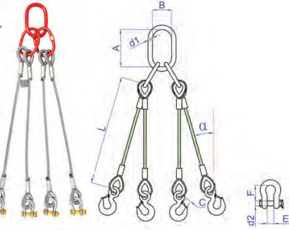 Galvanizli çelik 48 mm 4 yollu tel ip sargıları kaldırma sargıları