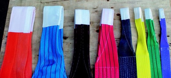 Sertifikalı Polyester Webbing Sling Teslimat öncesi germe testi sertifikası ile vinç kaldırma için düz Web Sling