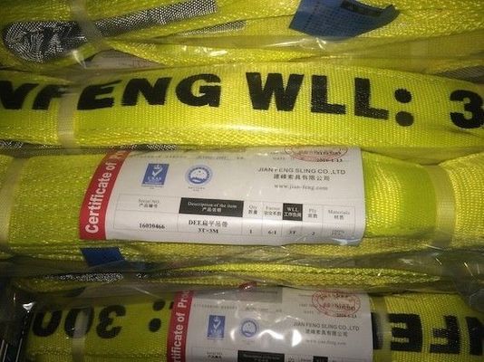 Yeşil Polyester Webbing Sling 10 1 Güvenlik Faktörü ve Düz Göz Sonu Fittings ile